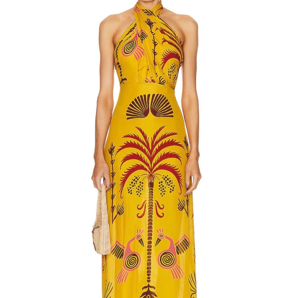 Johanna Ortiz Perfume Memory Yellow Halter Maxi Dress